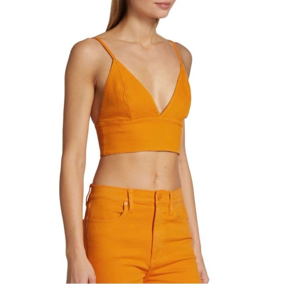 ALICE + OLIVIA Carli Denim Crop Top in Tangerine Size 6 - Picture 4 of 16